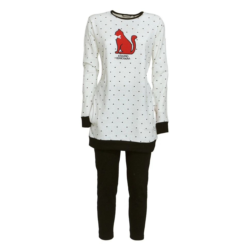 Pigiama donna Gatto Kissimo serafino in Caldo cotone D2001 T859 - Immagine 3 di 3