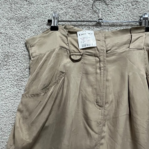 Bebe Twill Skirt Women's Medium Khaki Beige A-line Mini Hook & Eye Cotton - Picture 2 of 16