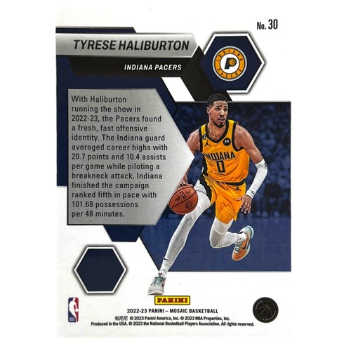 Tyrese Haliburton 2022-23 Panini Mosaic Basketball Montage Insert #30 Card NBA - Bild 2 von 2
