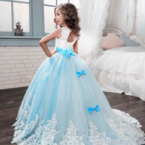 Wedding Flower Girl Dress Communion Party Prom Princess Pageant Bridesmaid Gown - Picture 3 of 12