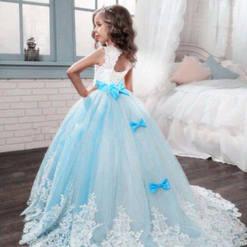 Wedding Flower Girl Dress Communion Party Prom Princess Pageant Bridesmaid Gown - Image 3 of 4