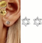 925 Sterling Silver Simple And Dainty Star Of David Stud Earrings! — photo 3