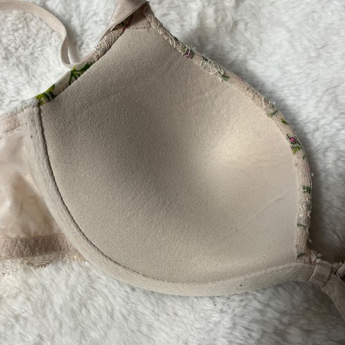 Victoria's Secret Floral 34B Padded Demi Push-up White Rhinestone Cottage Bra - Picture 9 of 11