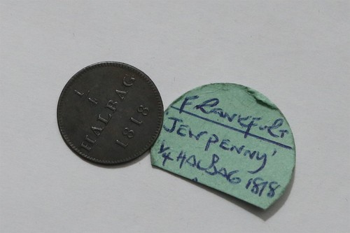 🧠🇩🇪 GERMANY FRANKFURT 1/4 HALBAG 1818 SCARCE SHARP DETAILS B73 #K3451 - Picture 2 of 3
