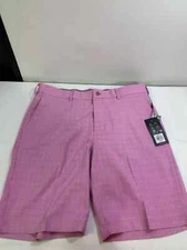 Walter Hagen Perfect 11 Tonal Plaid Shorts Shirt Pink Cream White Size 32 10" IN