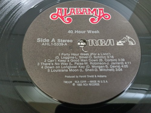 ALABAMA 40 Hour Week - 1985 Vinyl LP Record Country Rock RCA - Picture 7 of 8