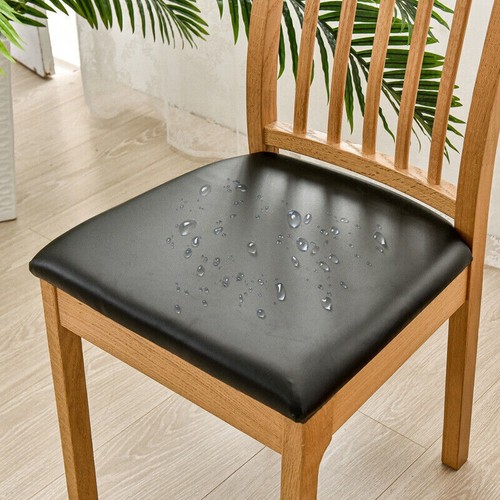 Waterproof PU Leather Chair Cushion Covers Stretch Dining Seat Slip Sofa Cover - Picture 10 of 22