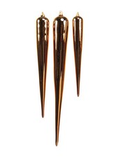 40284 Melrose Set/3 XL 20" Gold SHINY Icicle Finials Hand Blown Glass Ornament