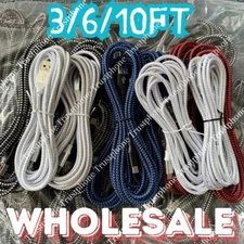 Nylon Braided Fast Charging USB Cable 3/6/10FT For iPhone 14 13 12 11 XR 8 7 Lot
