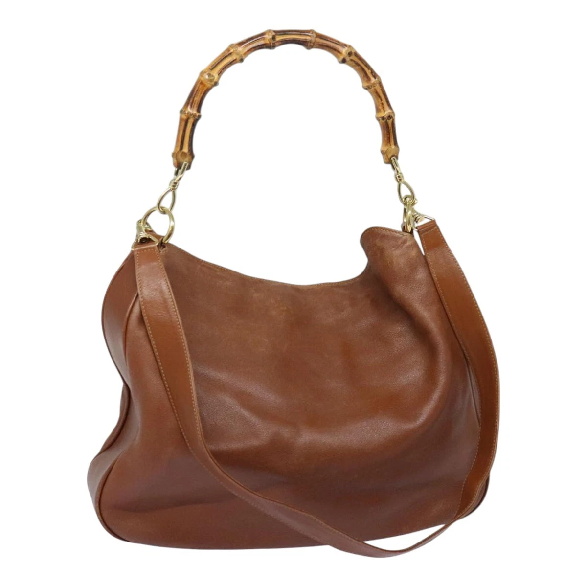 Sac à bandoulière Gucci en cuir marron bambou authentique