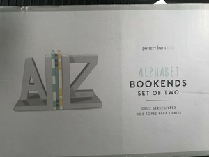 Pottery Barn Kids Gray A Z Bookends New Ebay