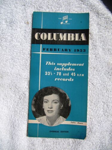 Feb 1953 British COLUMBIA Supplement JULIE DAWN Record Overseas CATALOG LP 45 78