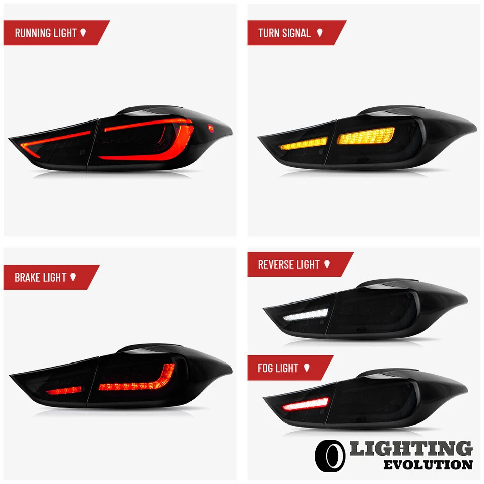 Luces traseras LED VLAND para Hyundai Elantra 2012-2016 cupé y sedán par de lentes de humo Foto 3 de 4