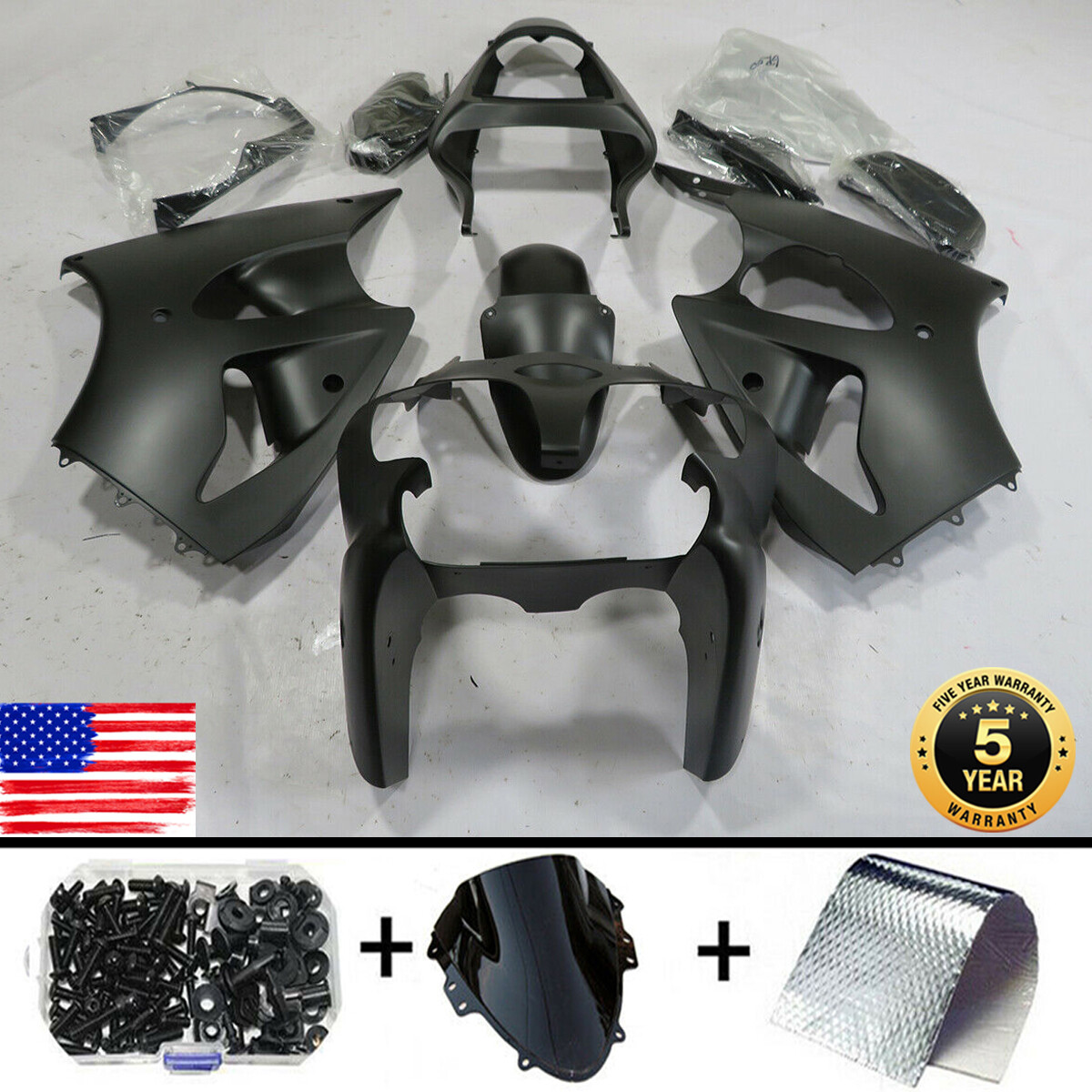 Black Fairing Kit for Kawasaki Ninja ZX6R 2000-2002 ZZR600 05-08