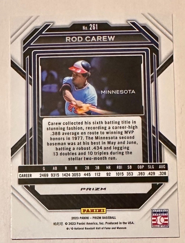 2023 Panini Prizm Baseball Red Wave Prizm Parallel Rod CAREW #261 | eBay