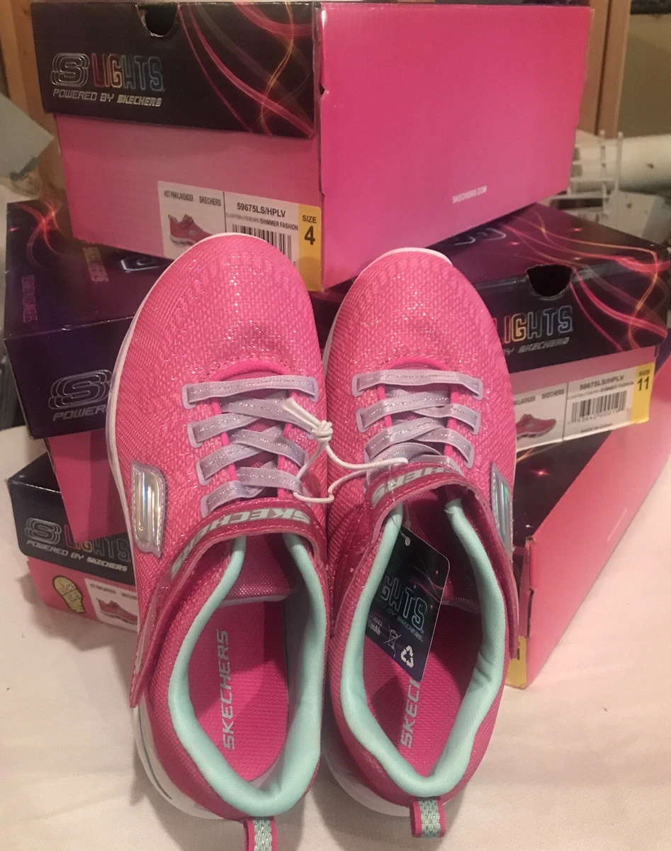 Sketchers Kids Youth Lightbeam Sneaker Shoes Pink Size 4