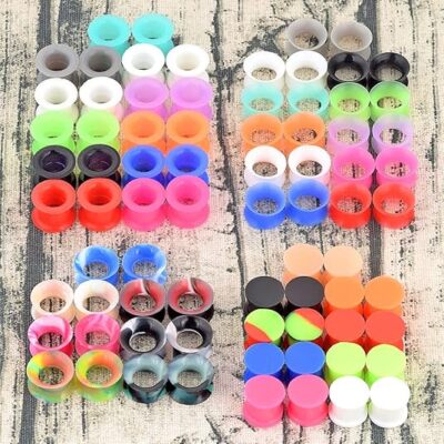 6-76PCS/LOT Soft Silicone Ear Flesh Tunnel Plugs Ear Gauges Kit Ear Expanders