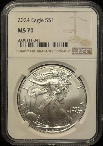 2024 - NGC MS 70  - American Silver Eagle Dollar S$1 Coin - 341