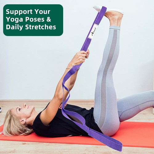 Stretching Strap Yoga Straps for Physical Therapy, 10 Loops Non-Elastic Stretch - Picture 5 of 6
