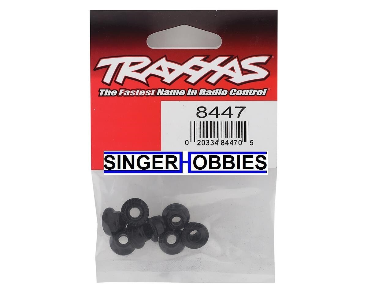 Traxxas 8447 Nuts 5mm Flanged Nylon Locking (Steel, BLACK Serrated