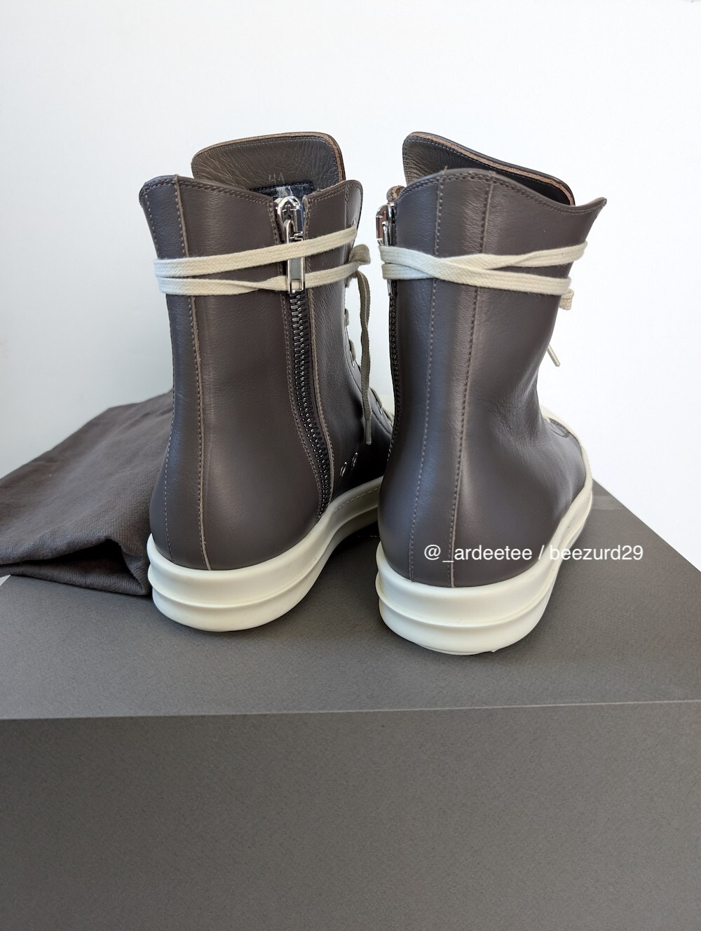 RICK OWENS RARE 1/1 SAMPLE LEATHER RAMONES HIGH SNEAKER (DUST, 41) image 5