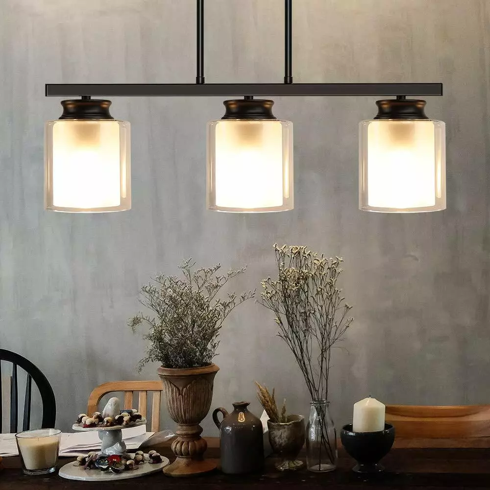 Glass island sale lighting fixtures