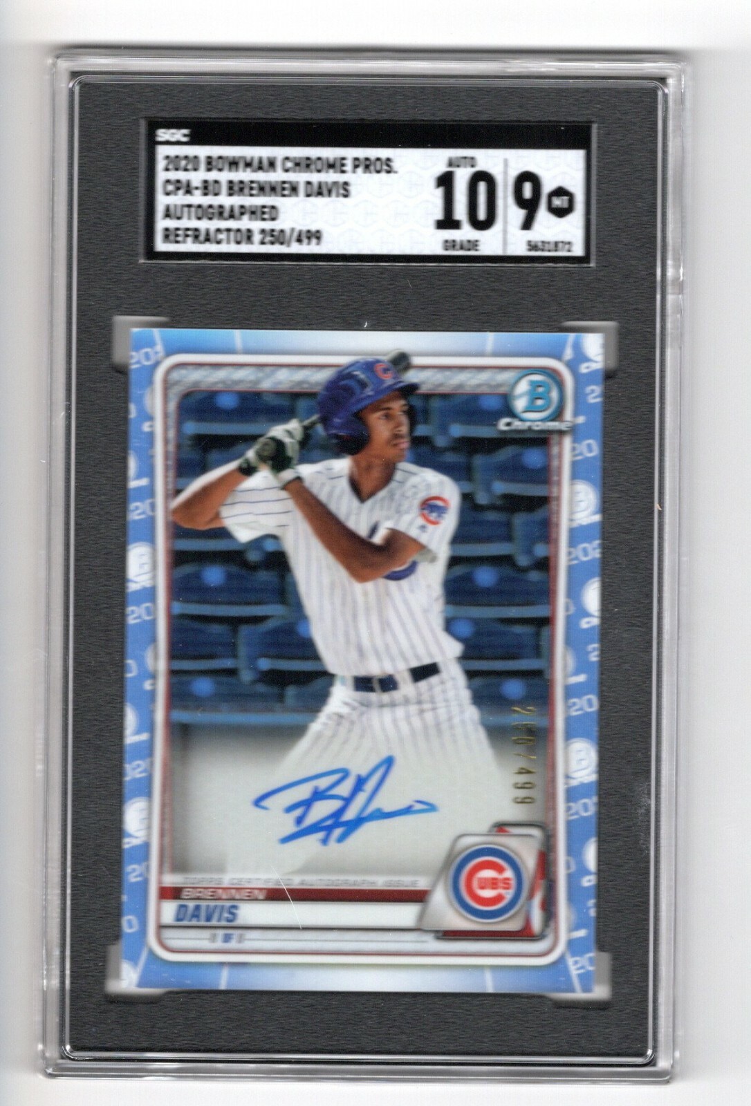 2020 Bowman Chrome Prospects Brennen Davis Refractor Auto /499 SGC 9 RC