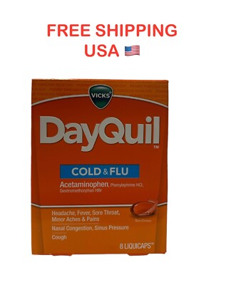 Vicks DayQuil Cold and Flu Multi-Symptom Relief Acetaminophen LiquiCaps 8 Count