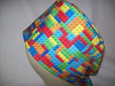 Men/Women Surgical Scrub Cap Lined Building Blocks Great Cap 100 Cotton