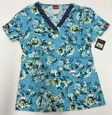 Dickies Women  s Scrubs V-Neck Top Floral Print Size XS