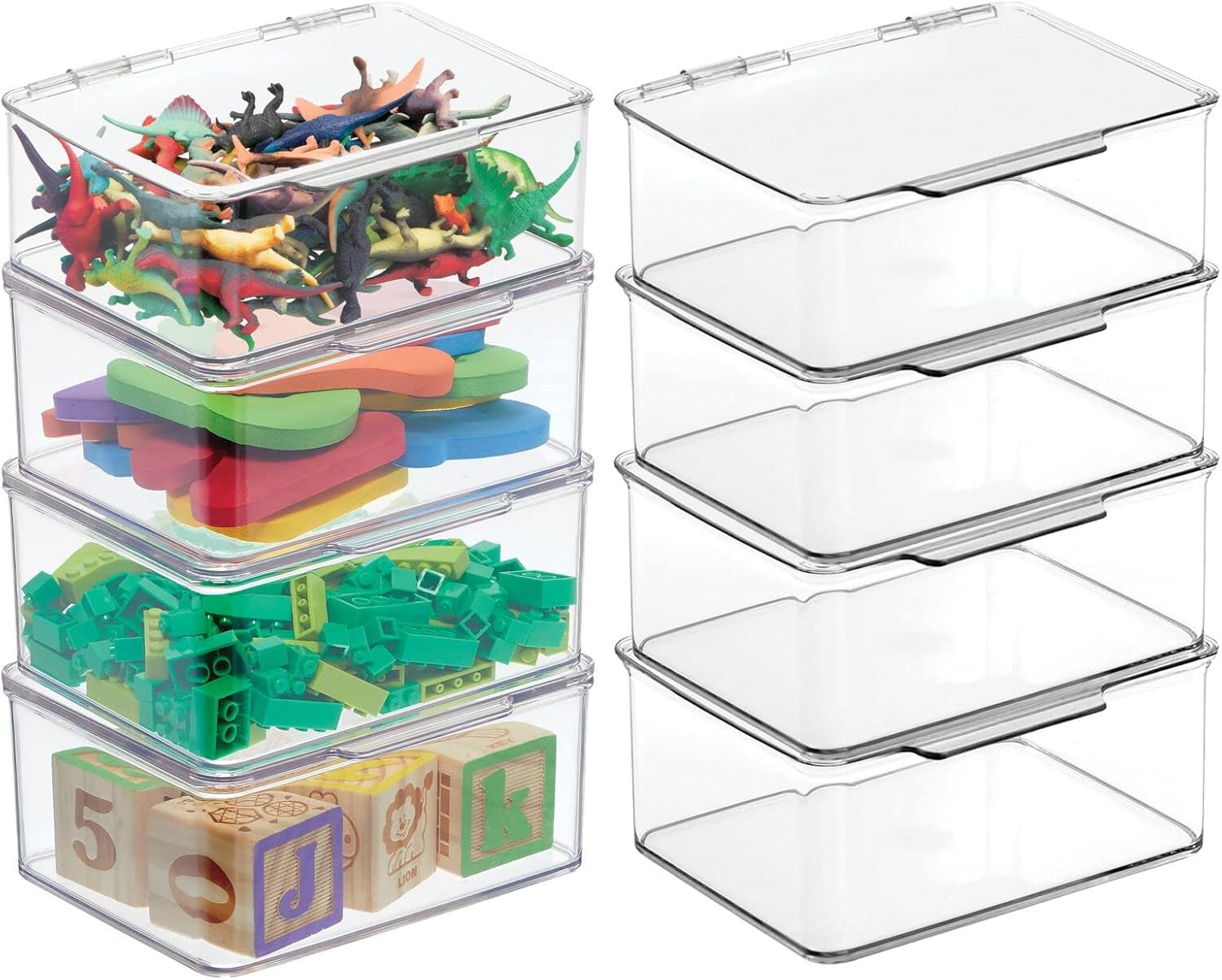Mdesign Plastic Playroom and Gaming Storage Organizer Box Containers with Hinged