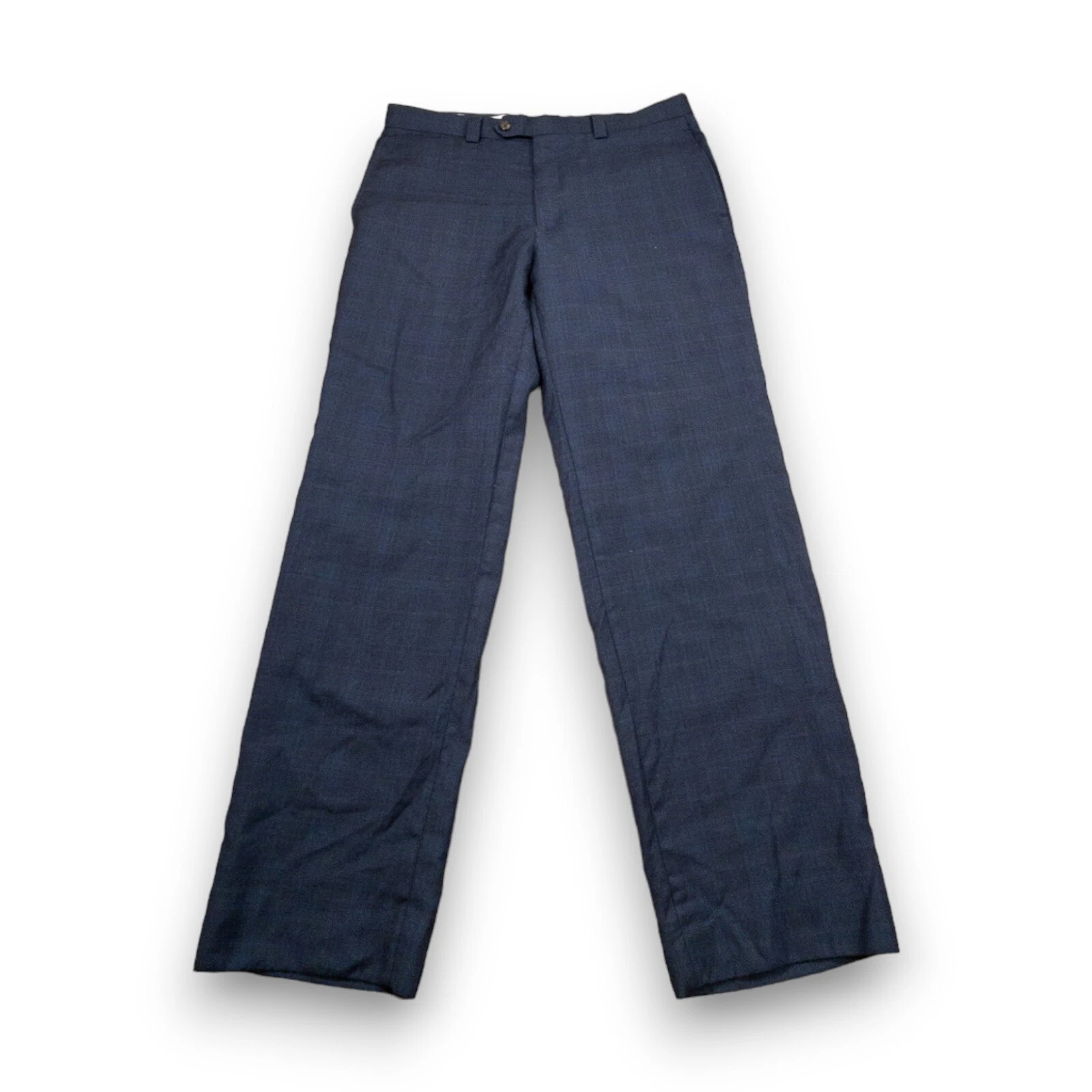 Lauren Ralph Lauren Chino Pants Men's 33 X 32 Navy Blue Plaid Wool Straight Leg