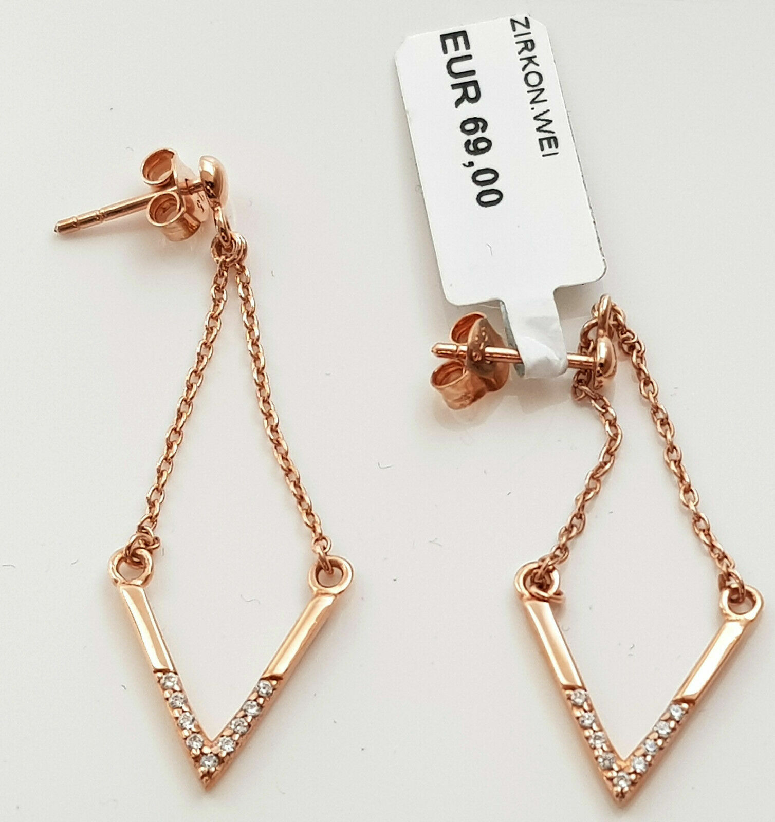 Boucles d'oreilles GOOIX pendantes en or rose anti-ternissement au zirconium