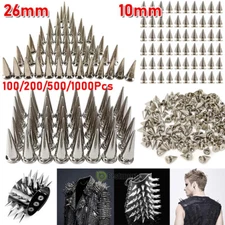 100-1000x Punk Cone Metal Spikes Rivets Studs Screw for Clothing Jacket Leather