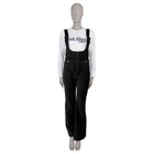 71098 auth CHANEL black  19N COCO NEIGE CORDUROY OVERALL Jumpsuit Suit 38 S