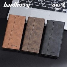 Men's Leather Long Wallet Bifold ID Card Holder Purse Checkbook Clutch Billfold