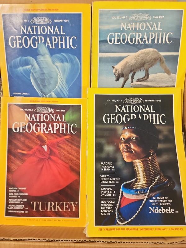 National Geographic Lot Of 4, 1986, 1987, 1994. See Photos For Description.