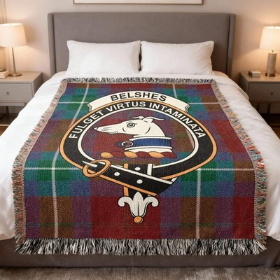 Belshes Clan Scottish Tartan Woven Blanket