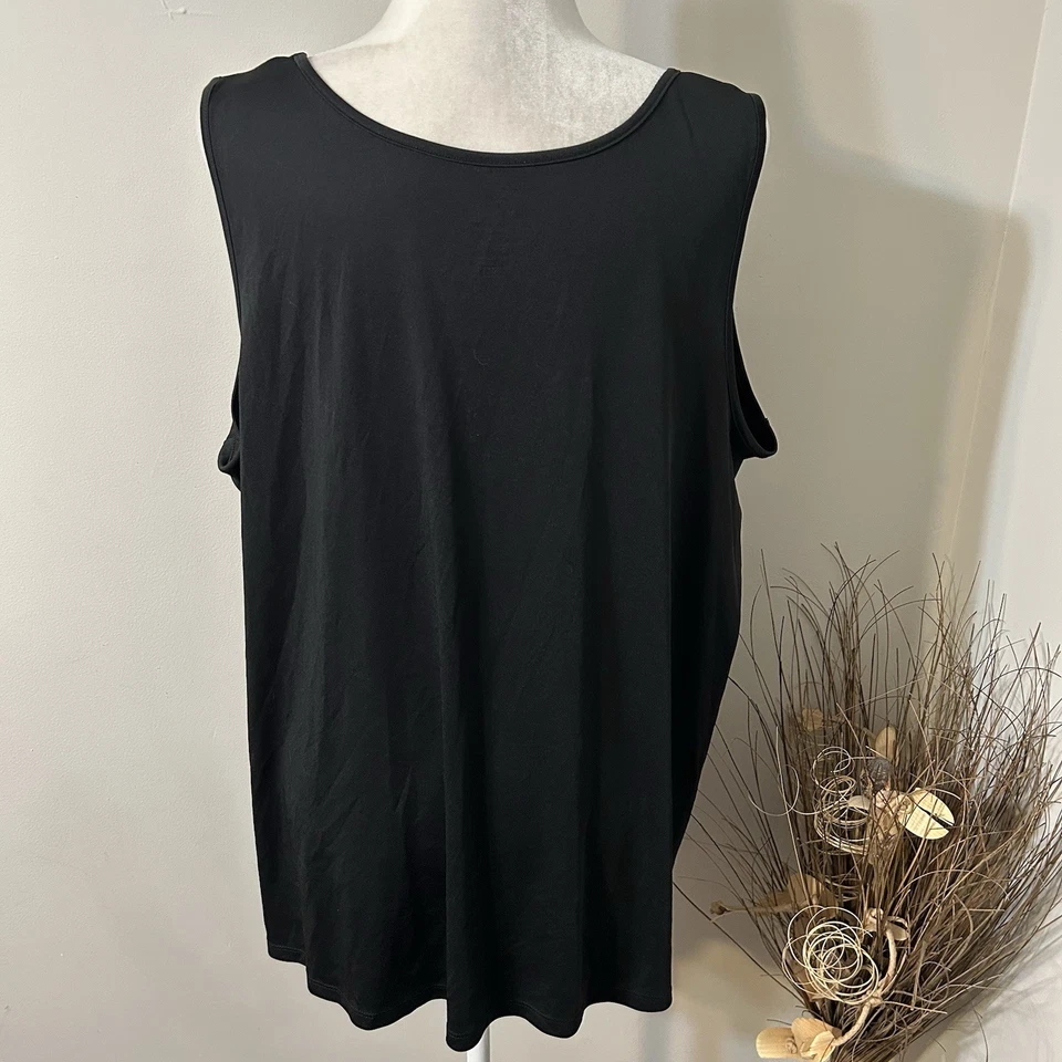 Camiseta sin mangas Just My Size Active para mujer negra sin mangas cuello redondo Plus 4X 26W/28W Foto 2 de 4