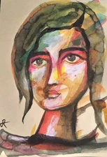  Original Painting Surreal  Expression  Portrait 6" X 9"   Jess Russell