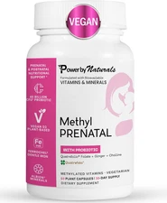 Power by Naturals Methyl Prenatal with Probiotics, Iron, B12, Choline, 60 Caps.