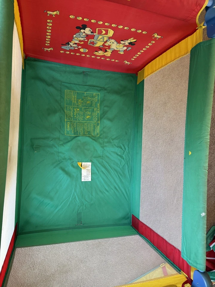 VTG 1990s Graco Pack N Play Red, Yellow, Green Disney Babies Mickey Rare HTF - Image 4 of 4