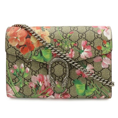 GUCCI Dionysus GG Blooms Chain Wallet Shoulder Bag 2WAY Clutch Beige 401231 Used