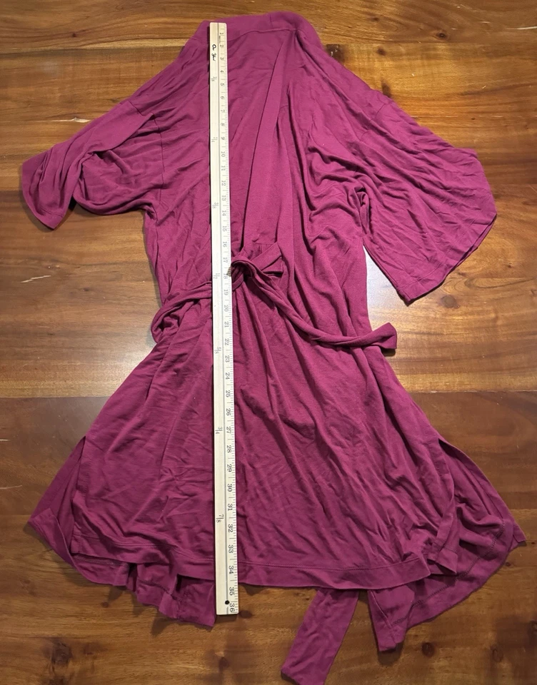 Bata estilo kimono magenta Natori manga corta jersey mezcla modal bata corbata talla L Foto 2 de 4