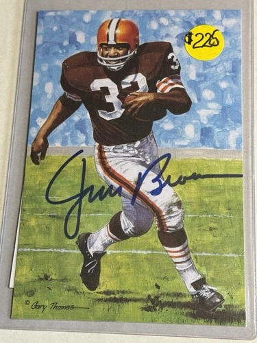 Jim Brown Goal Line Autograph Blue Ink JSA 22293