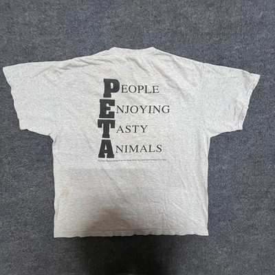 Delta T-Shirt Mens Size XL Grey PETA People Enjoying Tasty Animals Fishing
