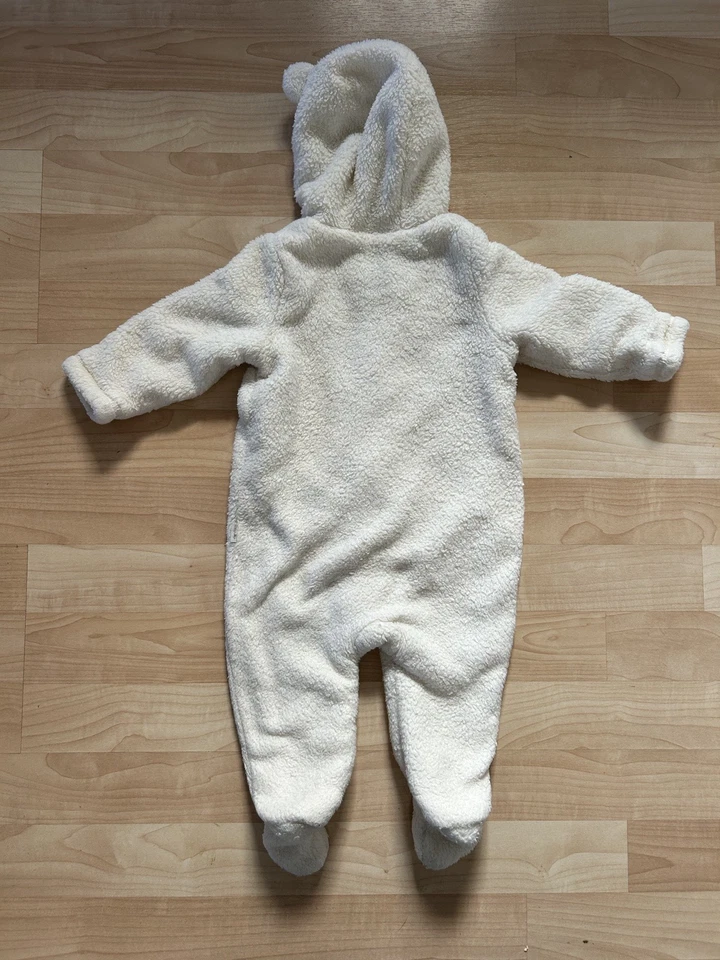 Baby Gap Unisex One Piece Bear Bunting 6-12 M White Winter Warm Zipper - Image 3 of 4