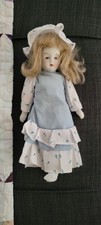 Vtg Handpainted Bisque Porcelain 8" Doll Soft Body Pale Face,clothes