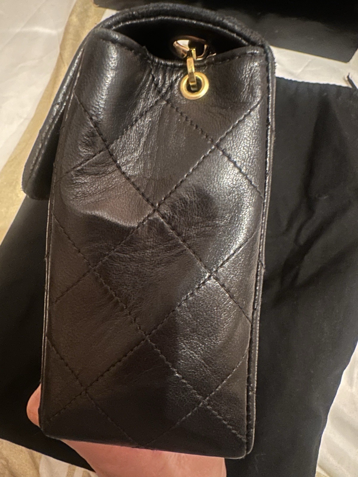 Chanel Black Quilted Lambskin Vintage Square Mini Flap Bag image 6