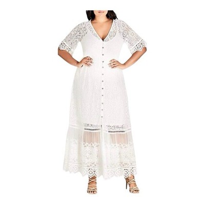 City Chic NWT Summer Lace Maxi Dress Womens XL/22 Ivory Bridal Elopement  Boho | eBay